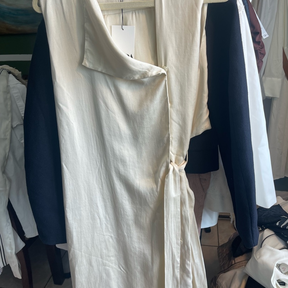 Zara Cream Asymmetrical Wrap Dress